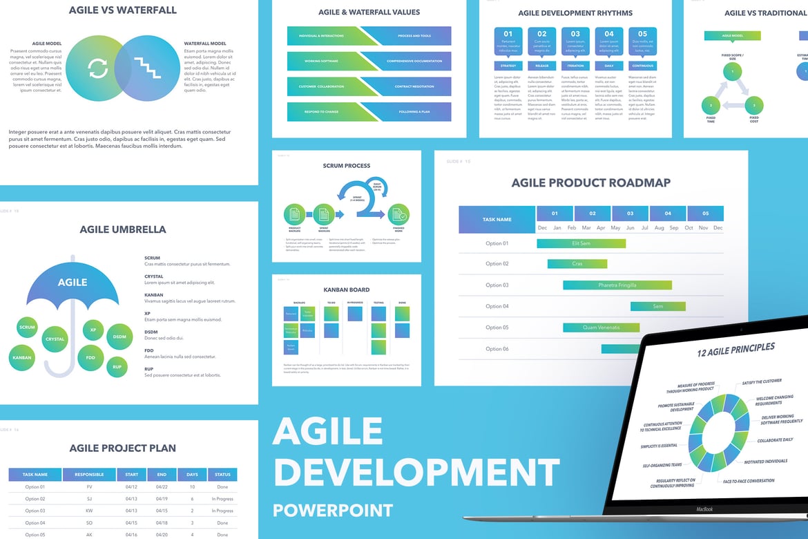 Template PowerPoint Pengembangan Agile yang Profesional dan Modern