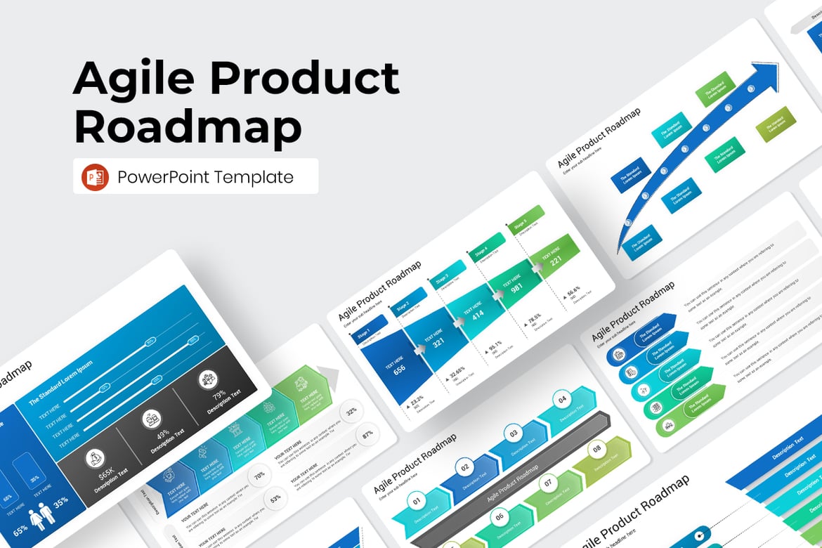 Template PowerPoint Peta Jalan Produk Agile yang Menarik
