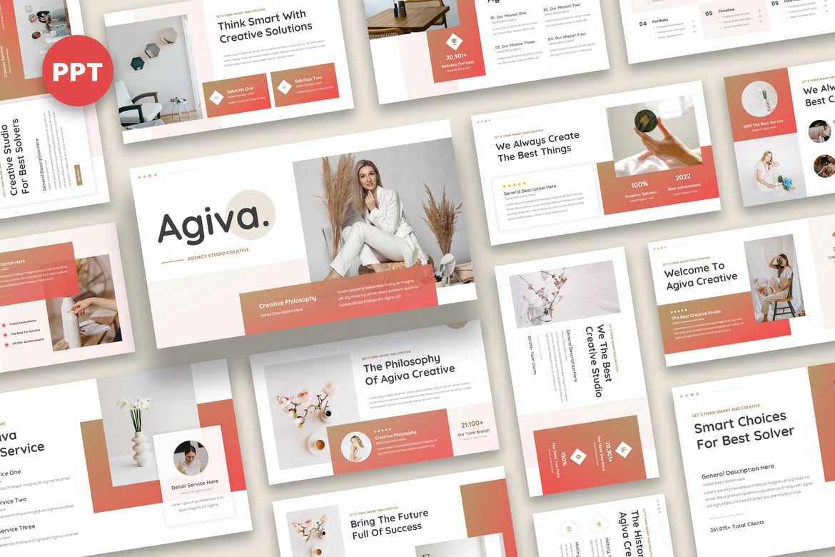 Template Presentasi PowerPoint Agiva - Studio Kreatif yang Menarik