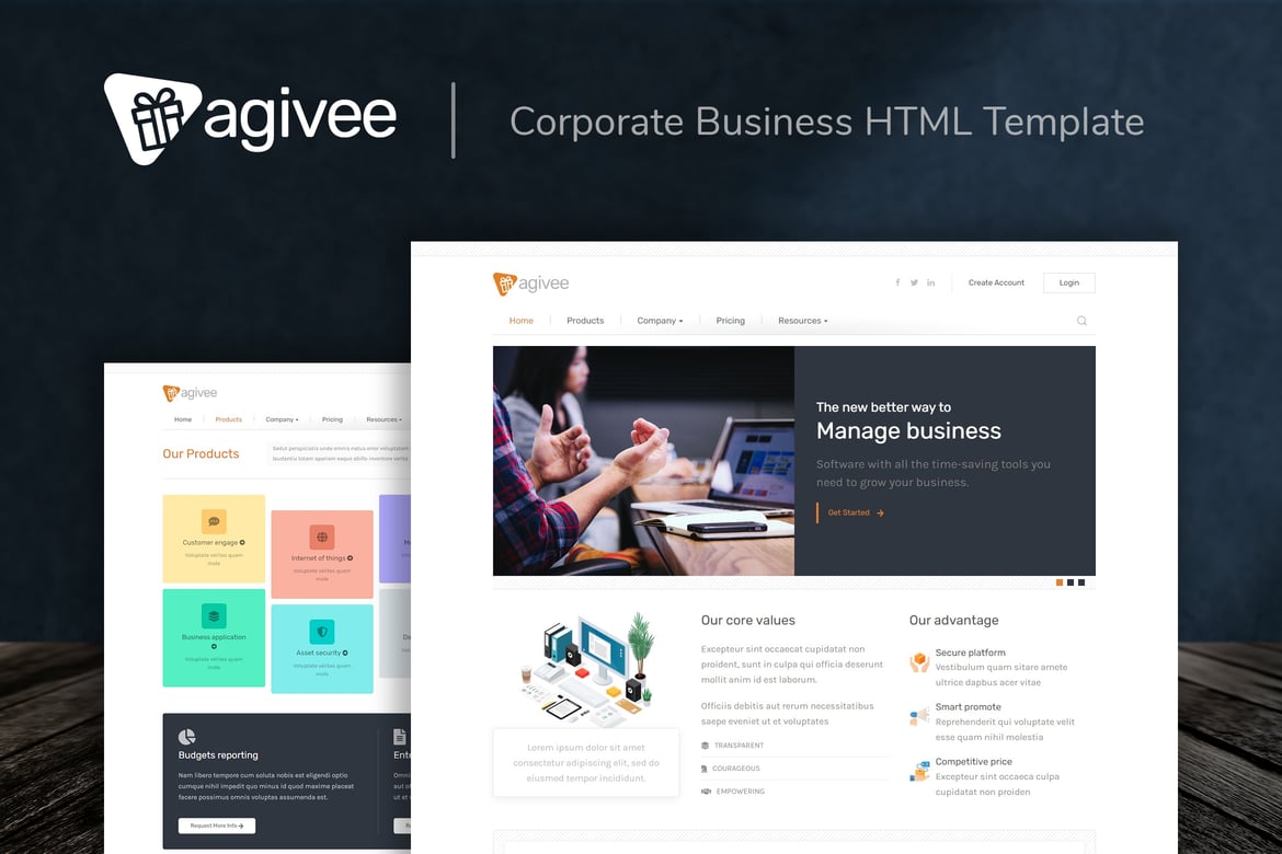 Agivee - Template Website Bisnis Korporat yang Elegan dan Modern