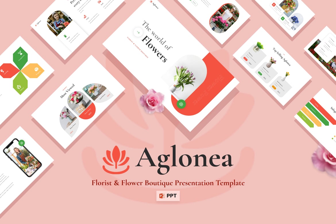 Aglonea - Template Powerpoint Florist & Toko Bunga Modern