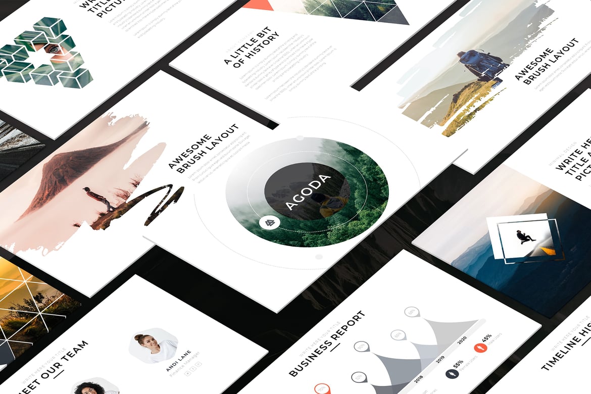 Template Powerpoint Kreatif Agoda untuk Presentasi Professional
