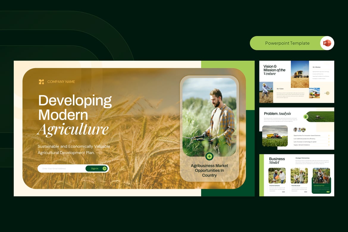 Template Presentasi PowerPoint Rencana Bisnis Agribisnis yang Menarik
