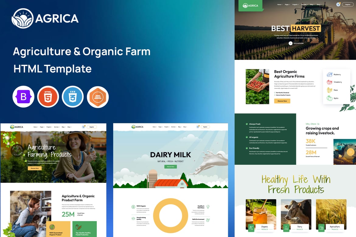 Agrica – Template Website Pertanian & Pertanian Organik yang Modern
