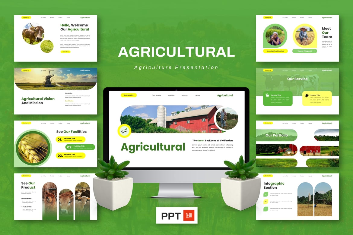 Template Presentasi PowerPoint Pertanian yang Menarik