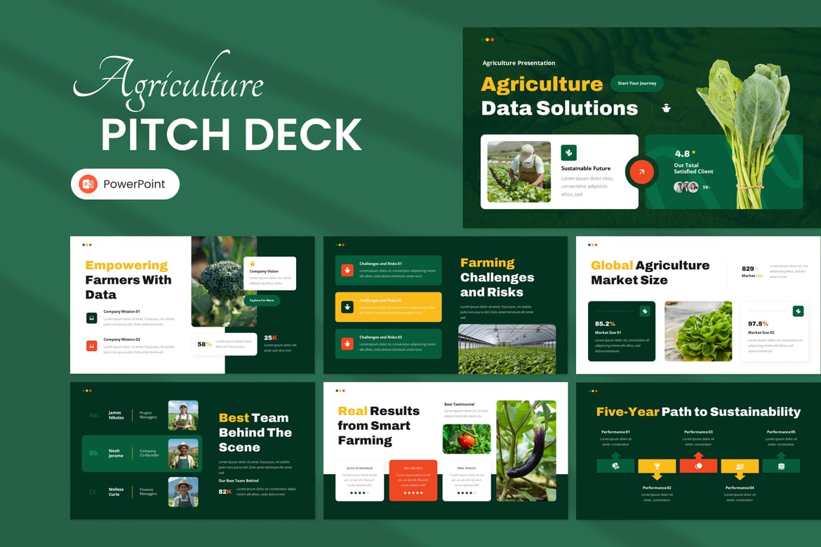 Template Presentasi PowerPoint Analisis Pertanian yang Profesional