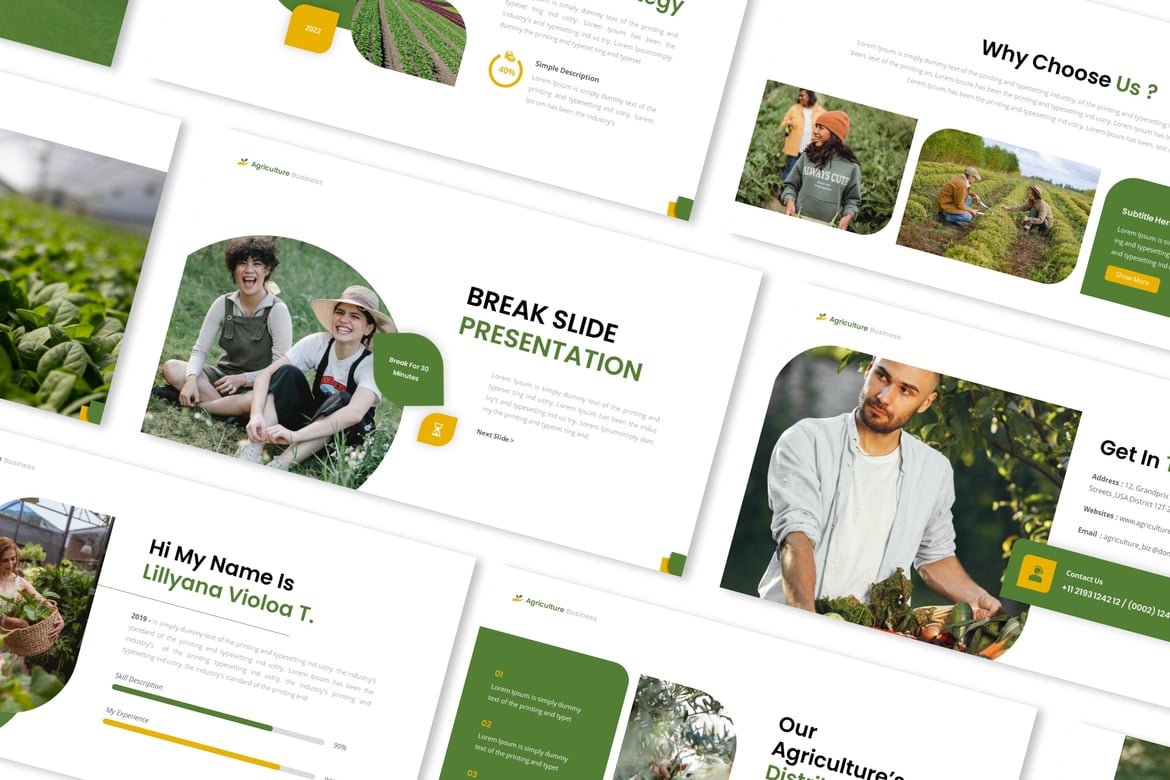 Template Presentasi PowerPoint Bisnis Pertanian yang Menarik