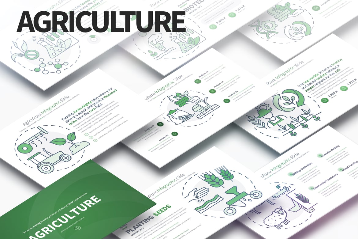 Template PowerPoint Infografis Pertanian yang Menarik dan Profesional