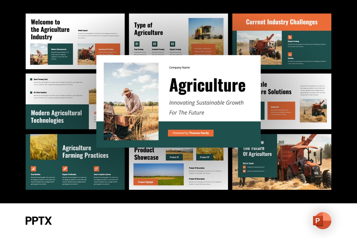 Template Presentasi Powerpoint Pertanian yang Modern dan Ramah Lingkungan