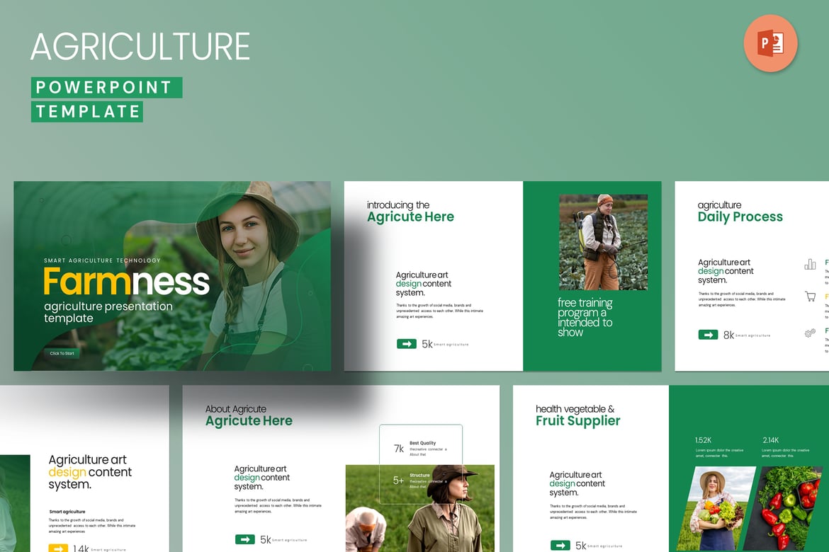 Template PowerPoint Pertanian yang Kreatif dan Profesional