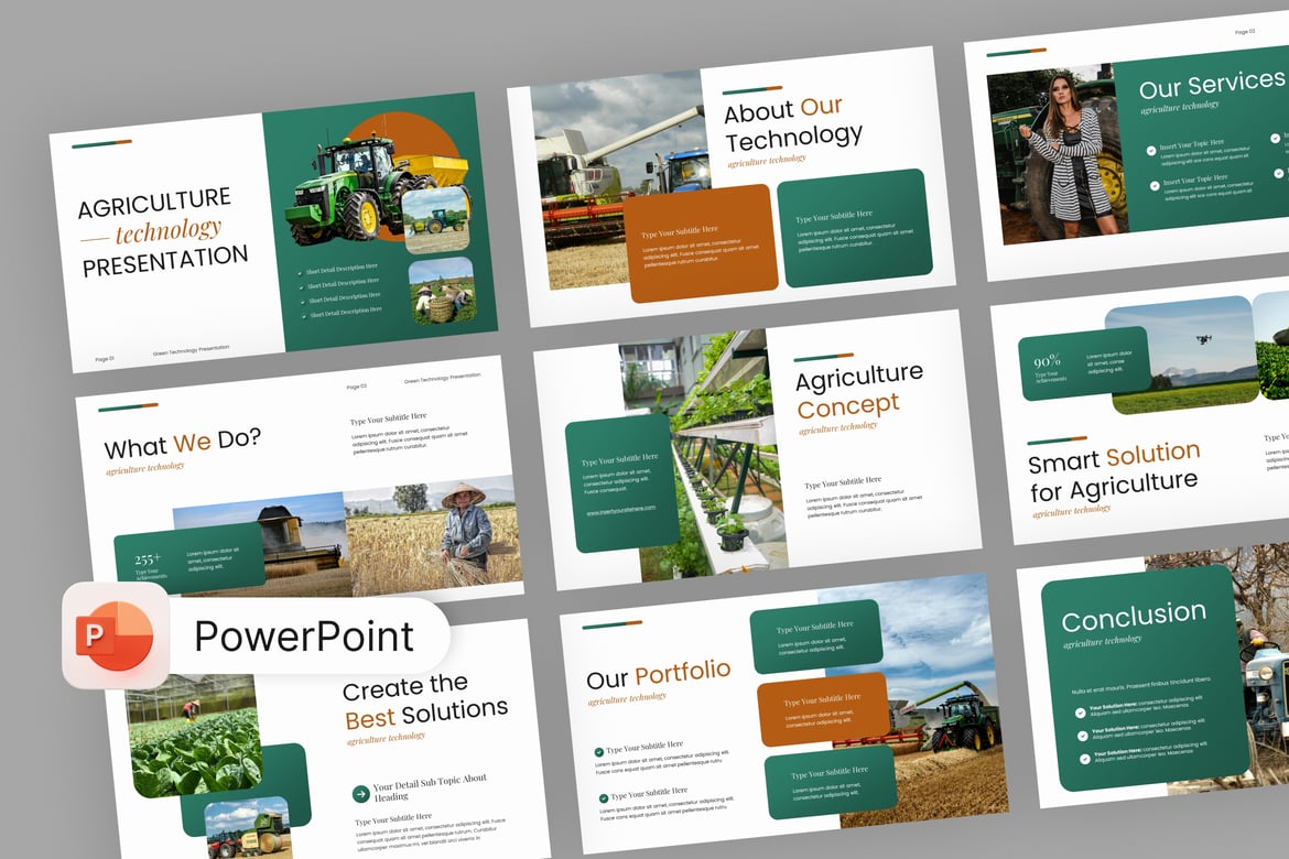 Template PowerPoint Teknologi Pertanian yang Menarik dan Profesional