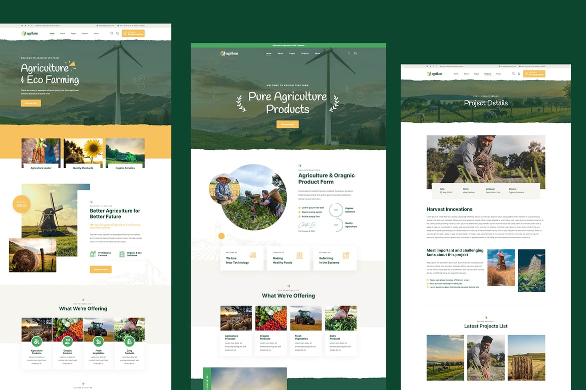 Agrikon - Template Website Organik untuk Pertanian dan Produk Makanan