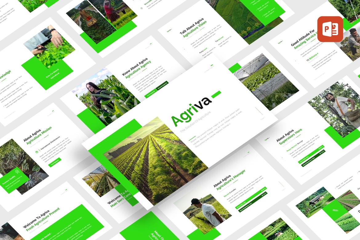 Template PowerPoint Agriva untuk Presentasi Pertanian yang Menarik