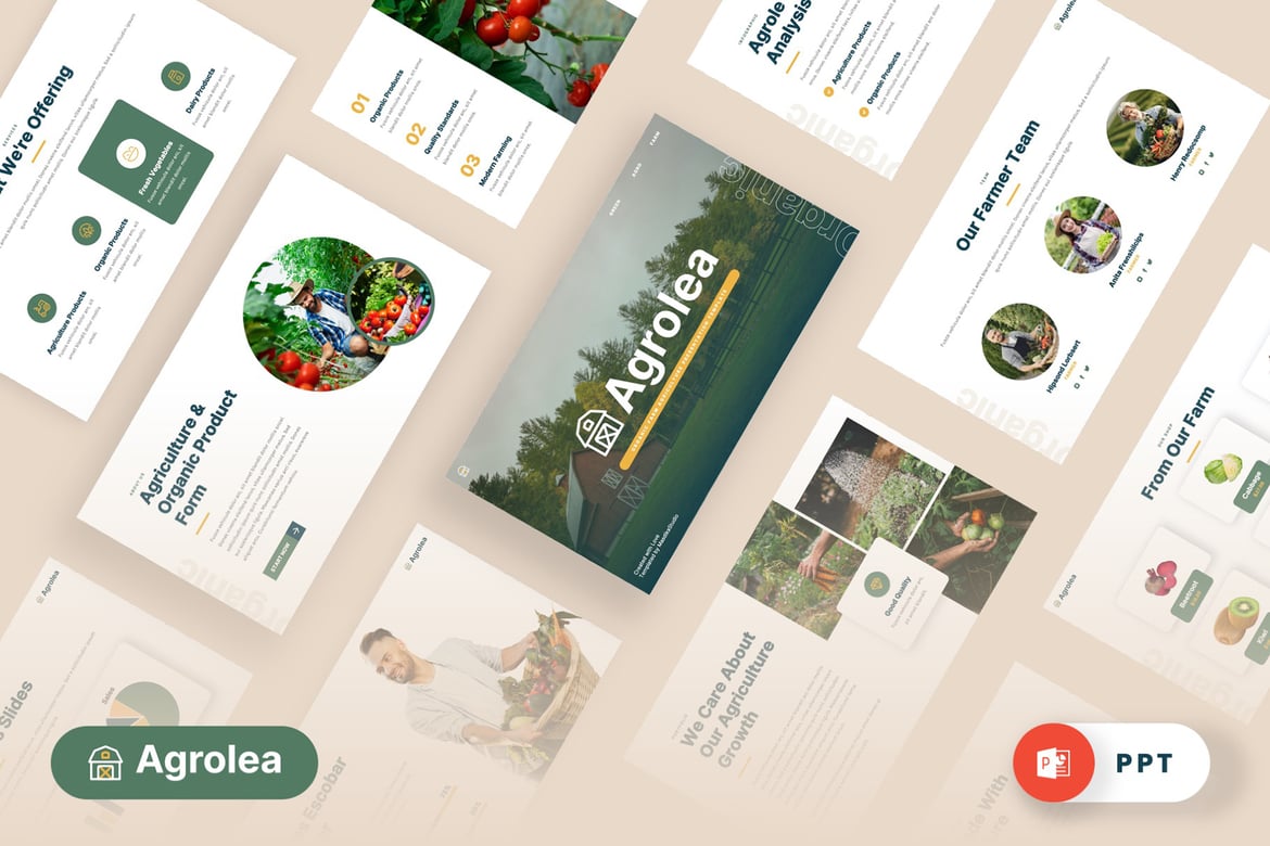 AGROLEA - Template Presentasi PowerPoint Pertanian Organik yang Menarik