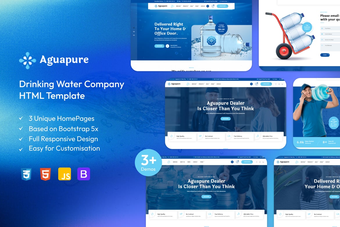 Aguapure - Template Website untuk Perusahaan Air Minum yang Modern