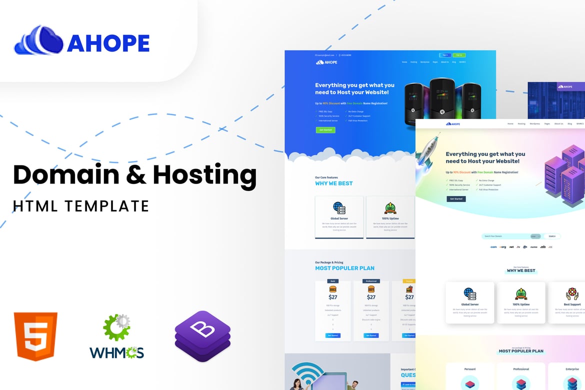 Ahope - Template Website Hosting HTML Responsif yang Kuat
