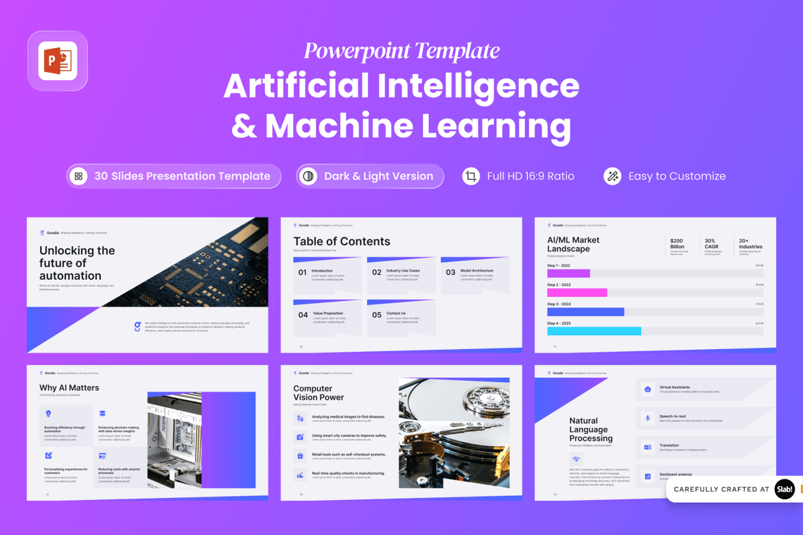 Template PowerPoint Inovasi AI & Machine Learning yang Menarik