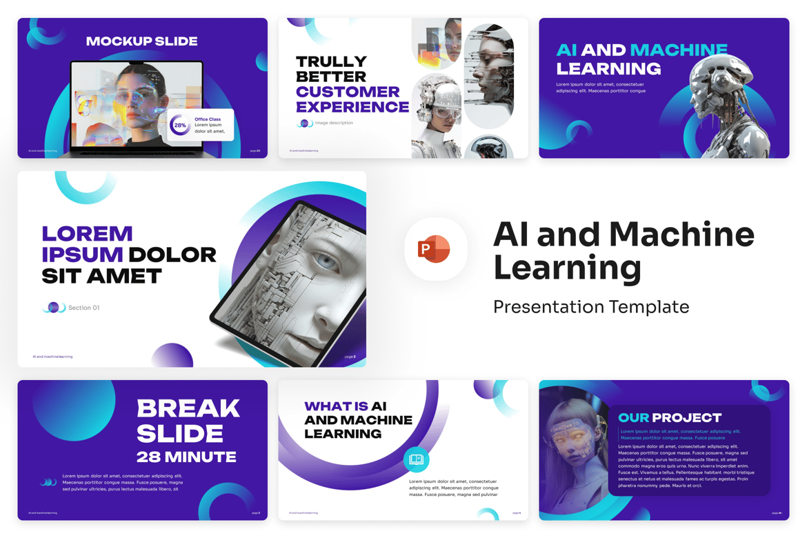 Template Presentasi PowerPoint AI dan Machine Learning yang Menarik