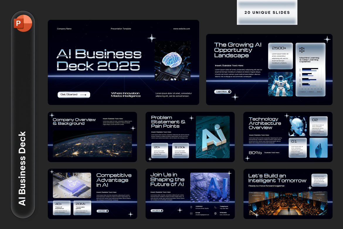 Template PowerPoint Bisnis AI yang Menarik dan Futuristik