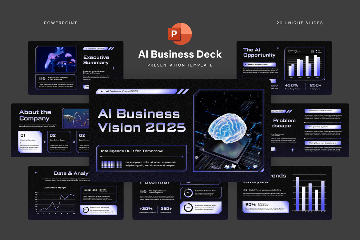 Template Presentasi PowerPoint untuk Strategi Bisnis AI