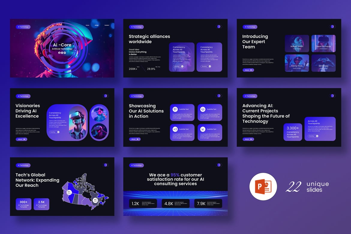 Template Presentasi PowerPoint Teknologi AI Core