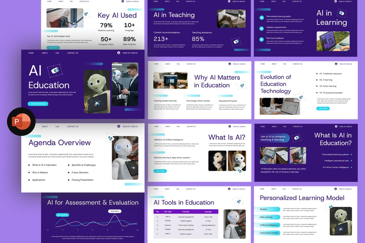 Template Presentasi PowerPoint Pendidikan AI yang Modern