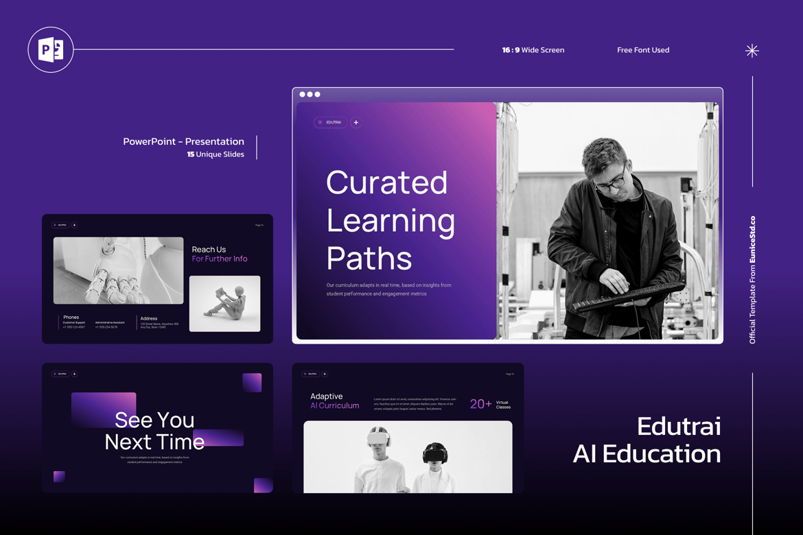Template PowerPoint Pendidikan AI yang Menarik dan Profesional
