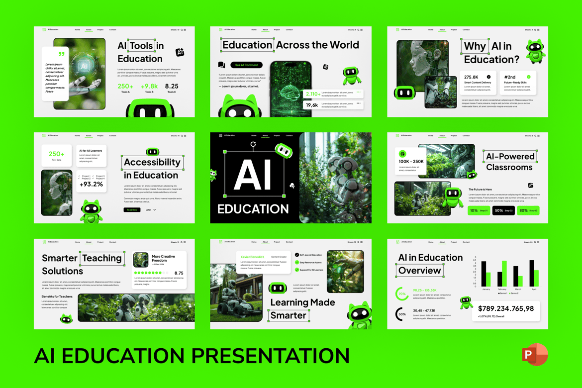 Template PowerPoint Pendidikan AI yang Futuristik dan Menarik