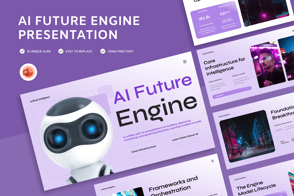 Template Presentasi AI Engine yang Menarik dan Kreatif
