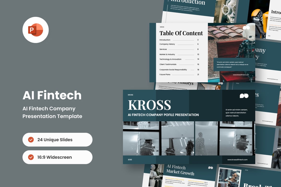 Template Presentasi Bisnis AI Fintech yang Futuristik