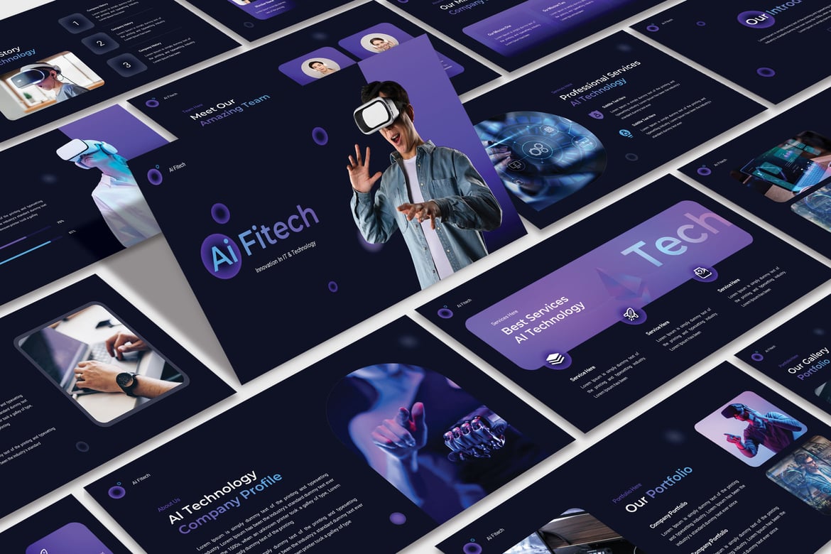 Template PowerPoint Ai Fitech yang Modern dan Kreatif