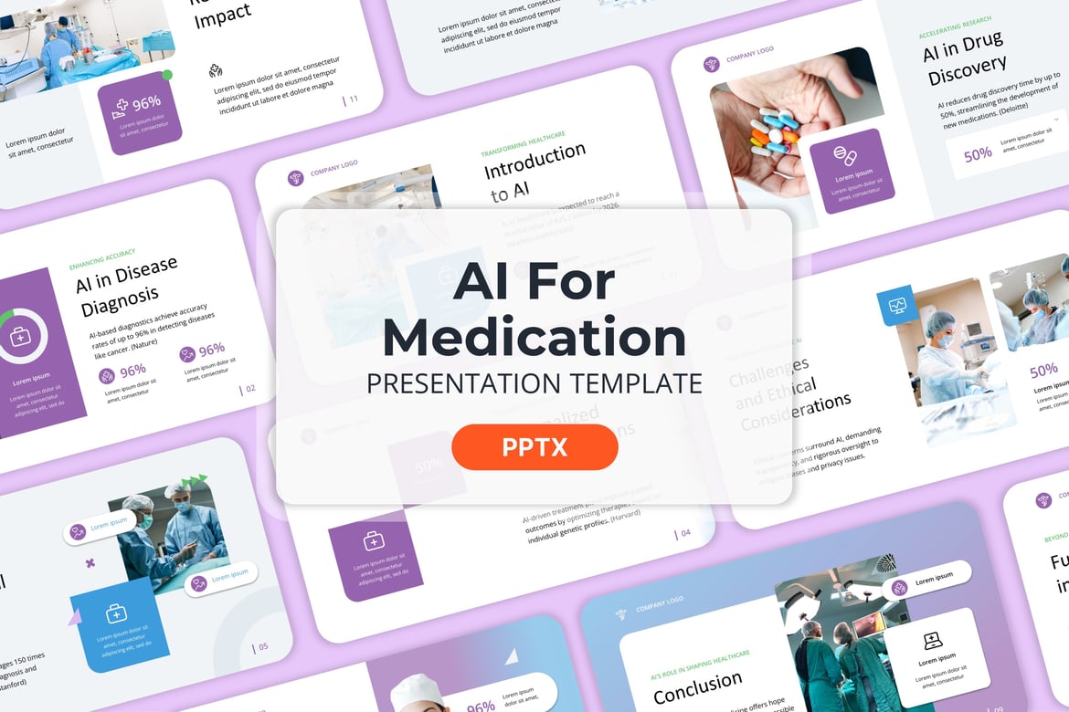 Template Powerpoint Kreatif untuk Presentasi AI dalam Medis
