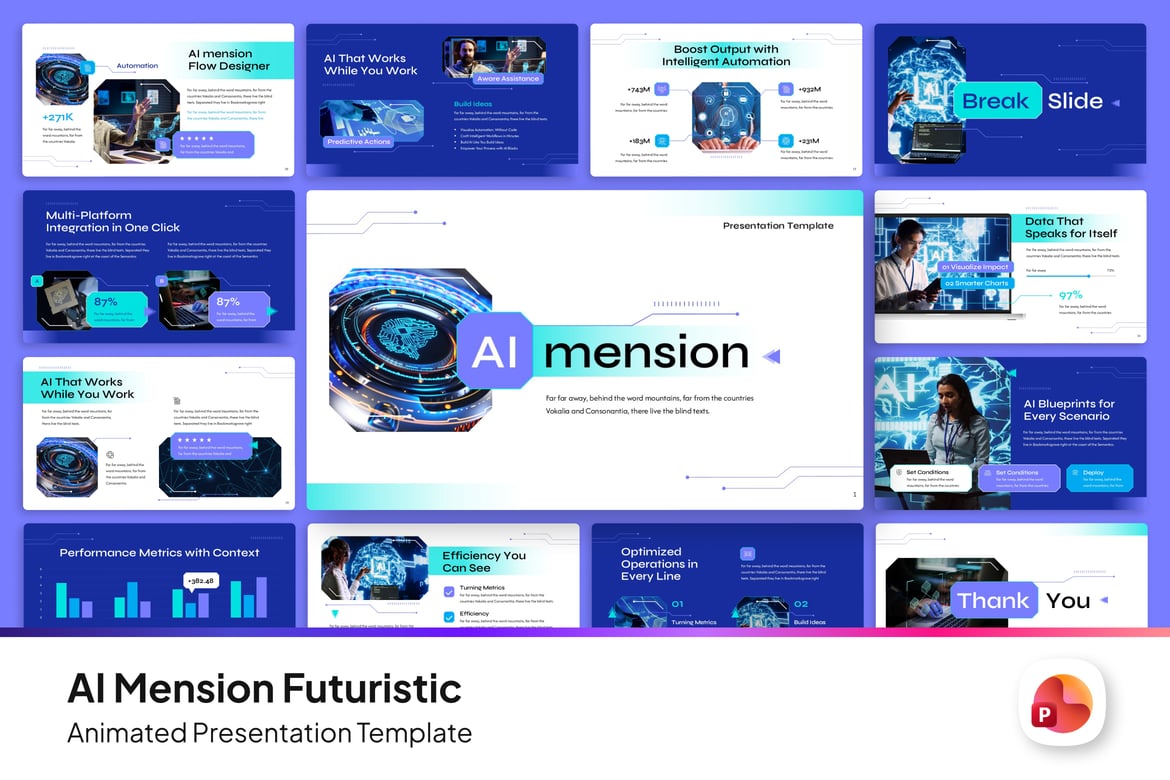 Template PowerPoint Futuristik Berbasis AI