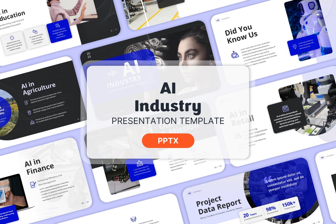 Template PowerPoint Industri AI yang Profesional dan Menarik
