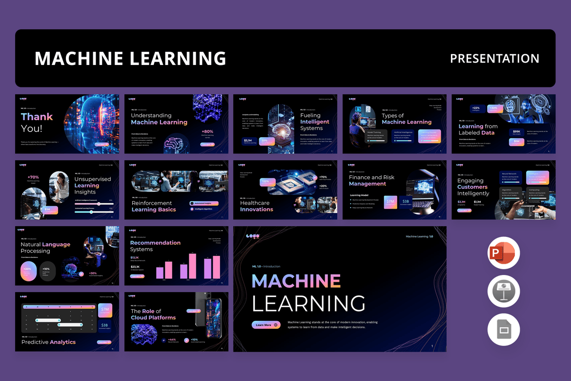 Template Presentasi PowerPoint Machine Learning AI yang Modern dan Menarik