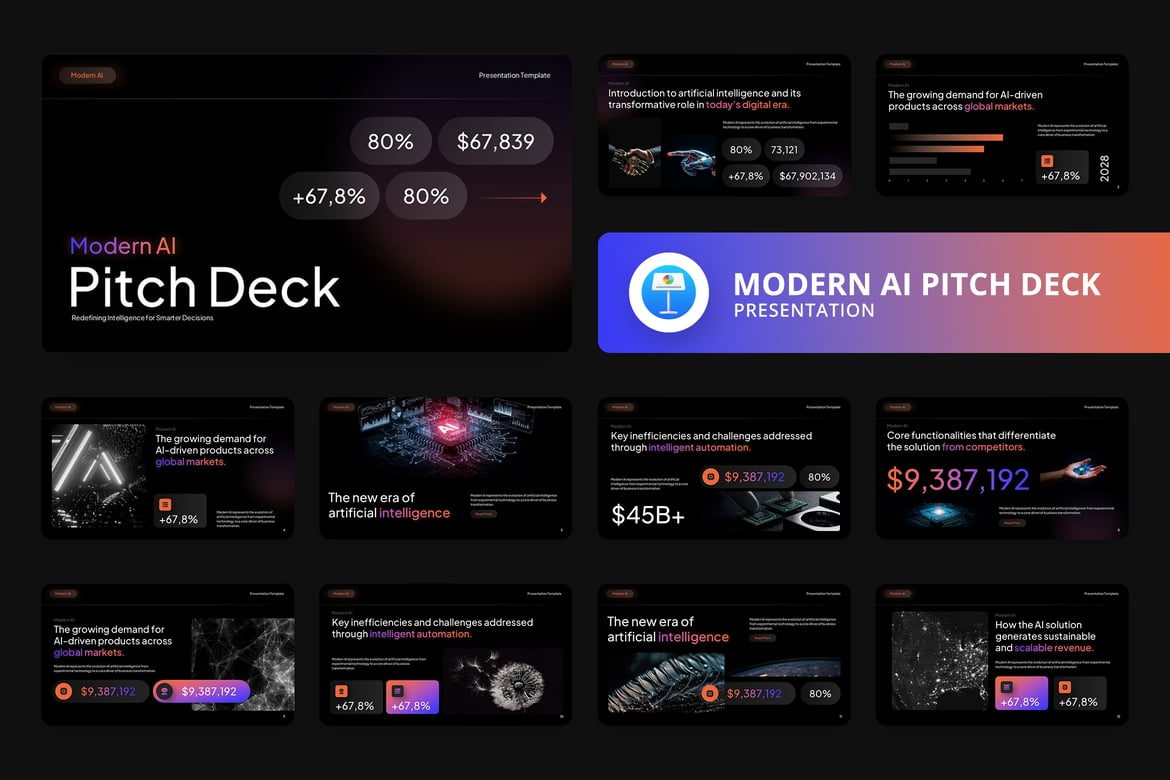 Template Presentasi Pitch Deck AI Modern untuk Kesuksesan Bisnis
