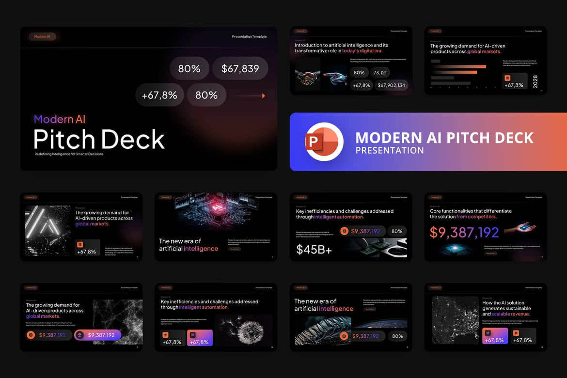 Template Presentasi Pitch Deck Modern dengan AI