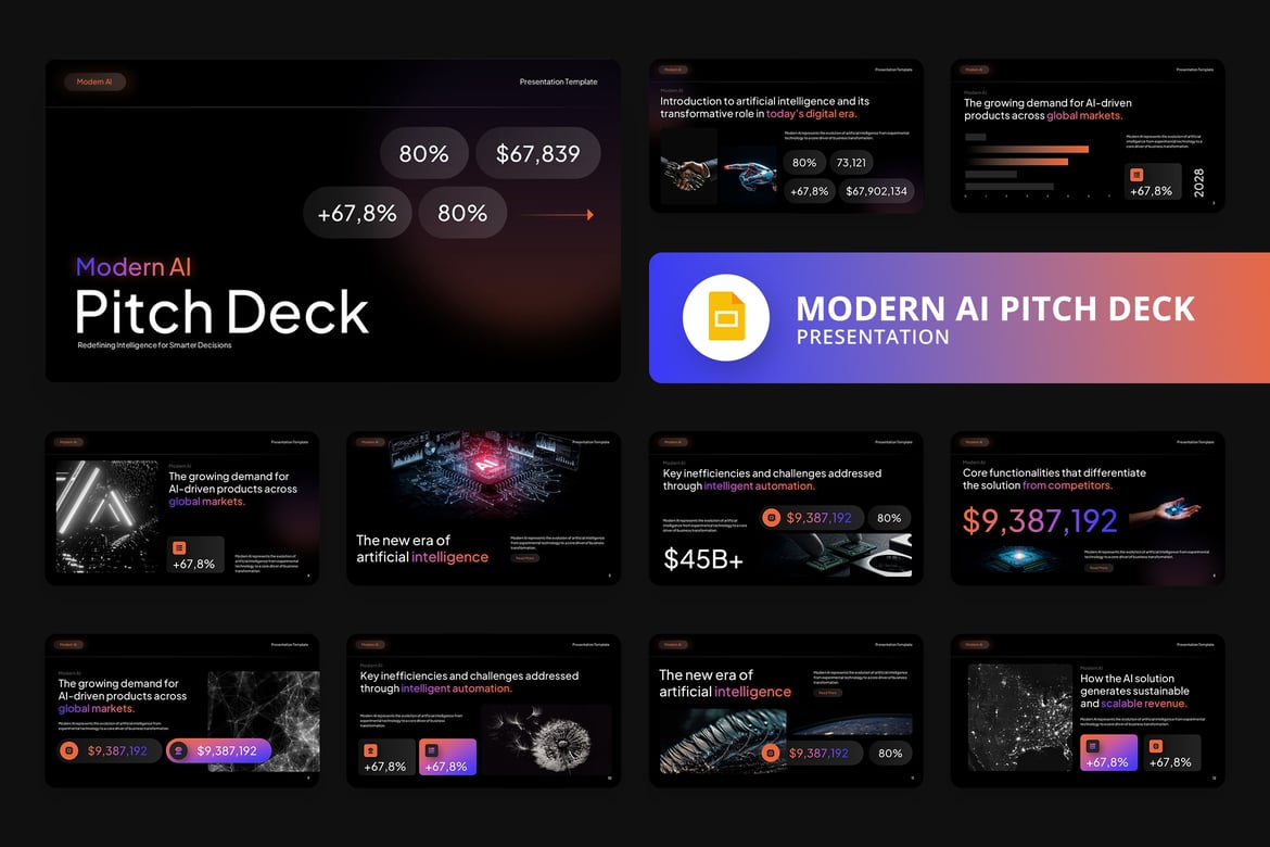 Template Presentasi Pitch Deck AI Modern yang Memukau