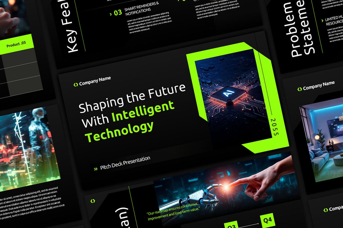 Template Presentasi Powerpoint Pitch Deck AI yang Modern dan Menarik