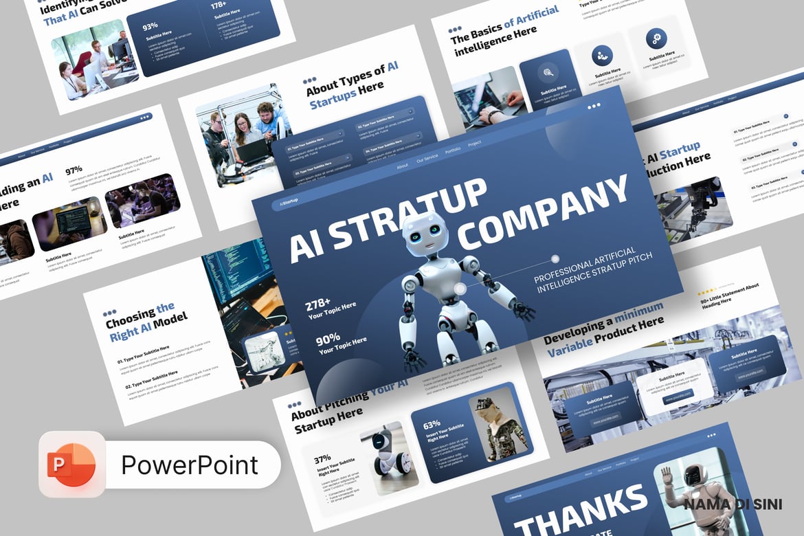 Template PowerPoint Pitch Startup AI yang Profesional dan Menarik
