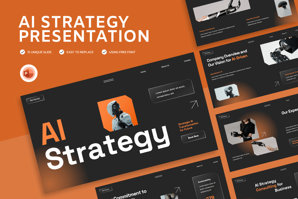 Template Powerpoint Strategi AI yang Menarik dan Profesional