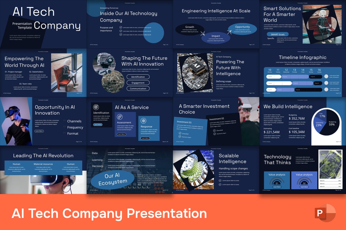 Template PowerPoint Perusahaan Teknologi AI yang Menarik