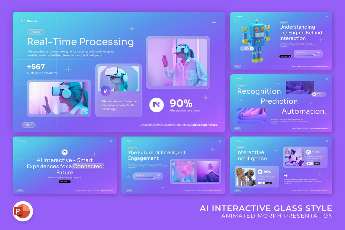 Template PowerPoint AI Interaktif Morph yang Futuristik