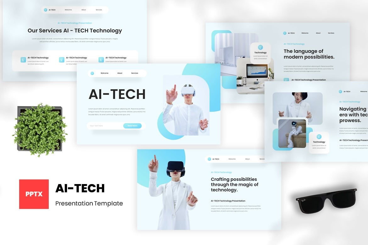Template Powerpoint AI Tech - Presentasi Teknologi Modern dan Profesional