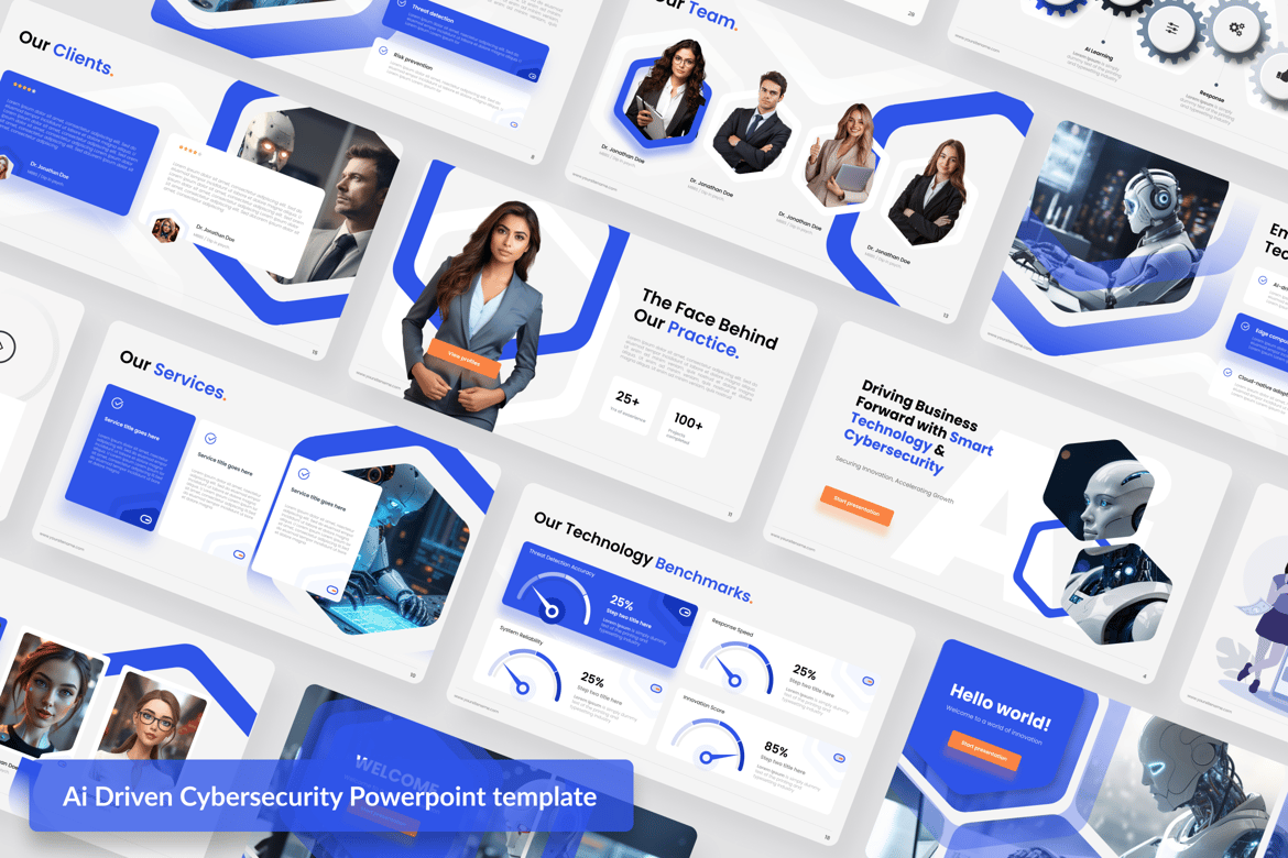 Template Powerpoint Teknologi dan Keamanan Siber Berbasis AI yang Modern