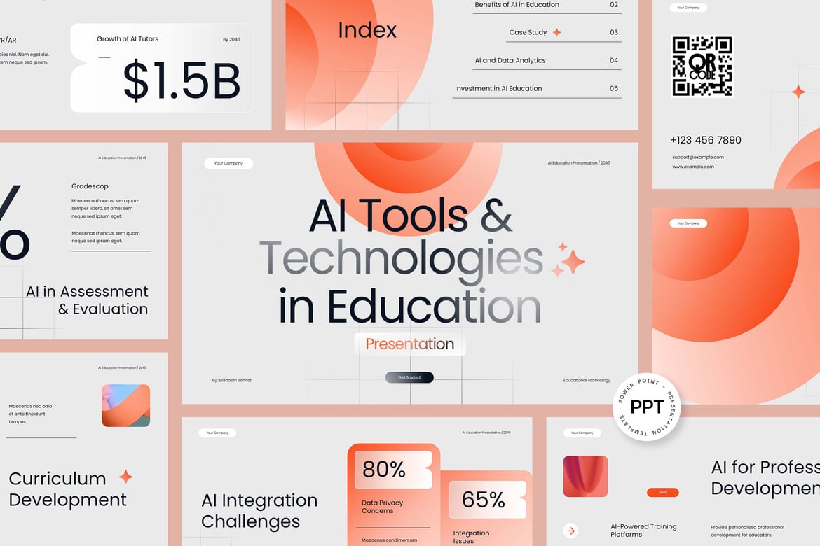 Template Powerpoint Edukasi Bisnis Teknologi AI yang Modern