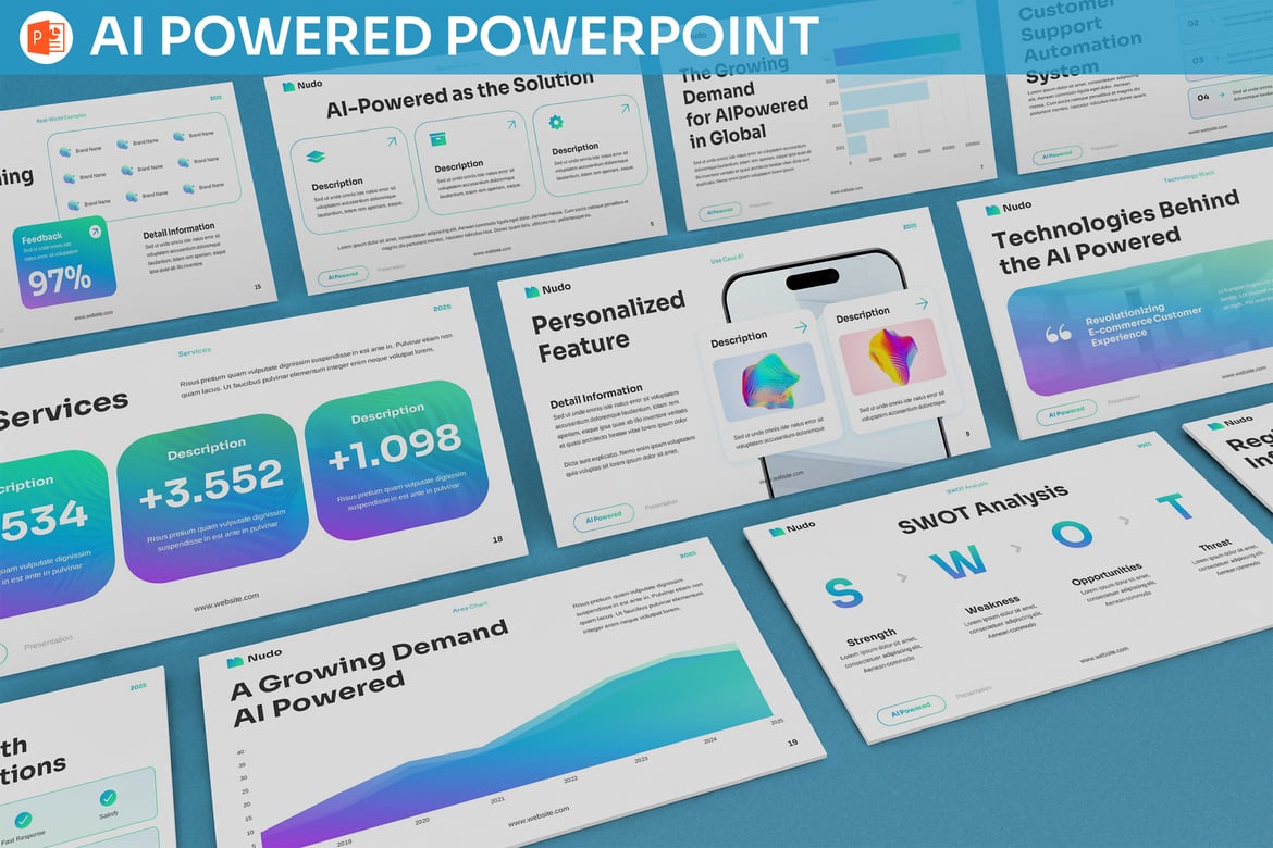Template PowerPoint Teknologi AI yang Modern dan Menarik