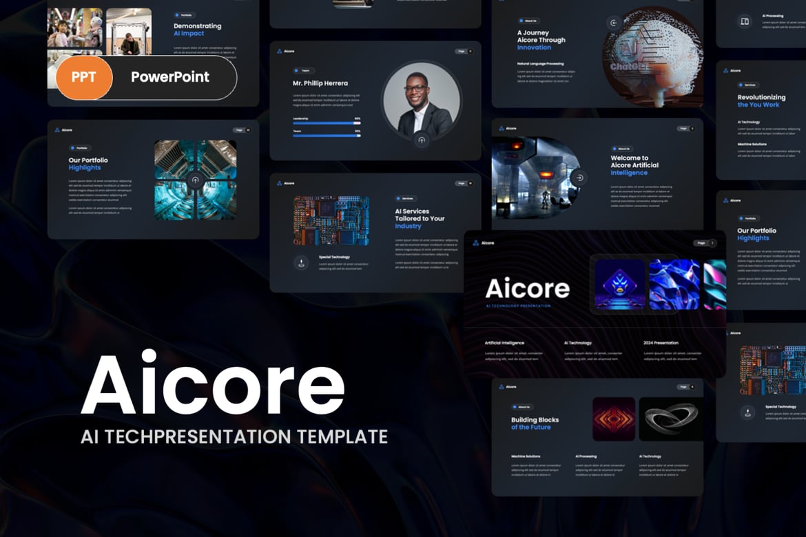 Template PowerPoint Teknologi AI yang Menarik dan Kreatif
