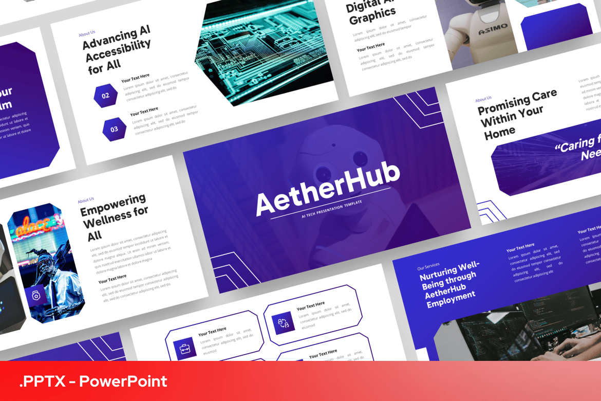 Template PowerPoint Aetherhub dengan Teknologi AI