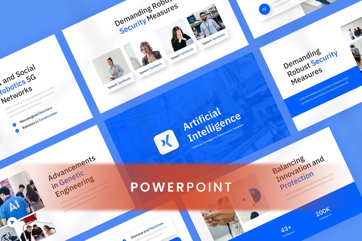 Template Powerpoint Teknologi AI yang Modern dan Profesional